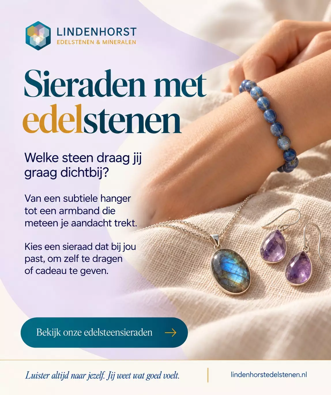 Elegante sieraden met blauwe edelstenen