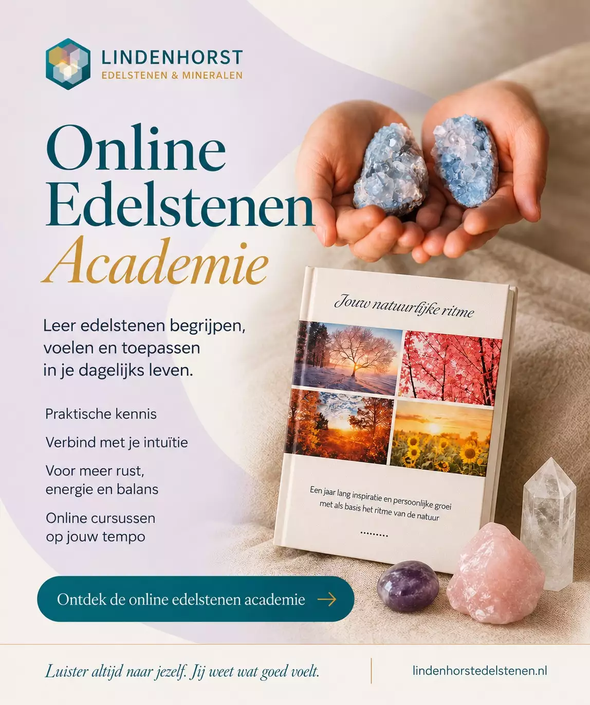 Online edelstenen academie met kristallen